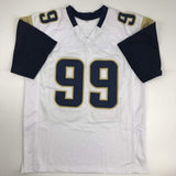 Autographed/Signed Aaron Donald Los Angeles LA White Football Jersey JSA COA