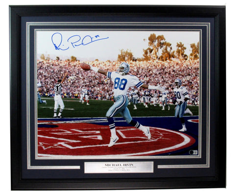 Michael Irvin HOF Autographed Dallas Cowboys 16x20 Photo Framed Beckett 200137