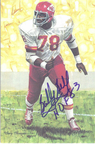 Bobby Bell Autographed Kansas City Chiefs Goal Line Art Card Blue HOF 10459