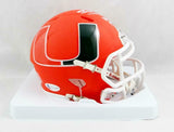 Ray Lewis Autographed Miami Hurricanes AMP Speed Mini Helmet- Beckett Auth *Top