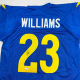 Autographed/Signed Kyren Williams Los Angeles LA Blue Football Jersey BAS COA #2