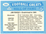 Jim Ringo Autographed/Signed Green Bay Packers 1988 Swell HOF Card 43180