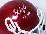 Baker Mayfield Autographed Sooners Schutt Mini Helmet w/ HT - Beckett W Auth