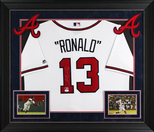 Braves Ronald Acuna Jr. Signed White Majestic Framed Jersey JSA 7
