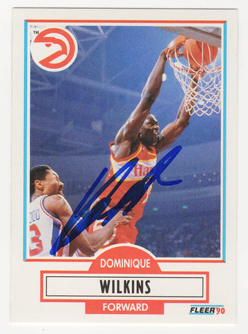 Dominique Wilkins Signed Atlanta Hawks 1990-91 Fleer Basketball Card #6 (SS COA)