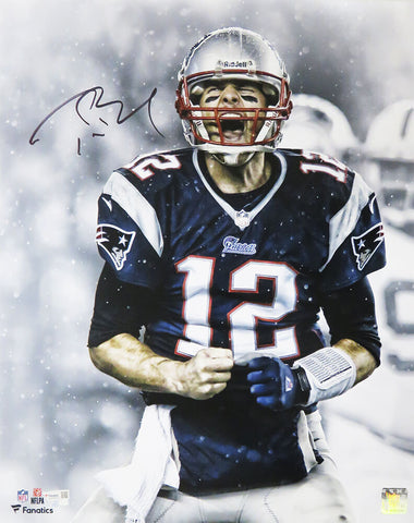 Tom Brady Signed New England Patriots Snow Game Screaming 16x20 Photo (Fanatics)