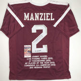 Signed Johnny Manziel 12 Heisman Texas A&M Maroon Stat Jersey JSA COA