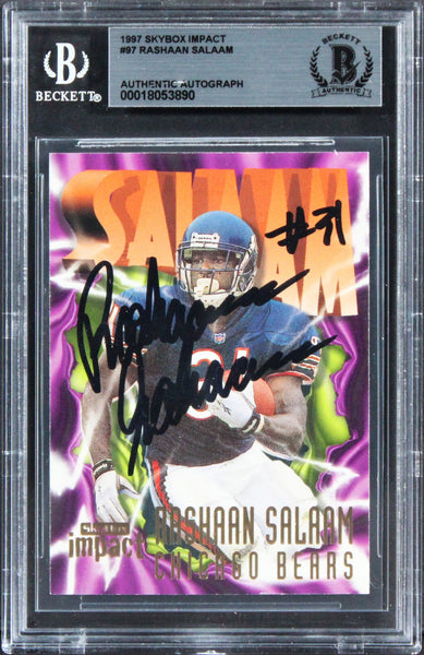 Bears Rashaan Salaam Authentic Signed 1997 Skybox Impact #97 Card BAS Slabbed