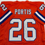 Autographed/Signed Clinton Portis Denver Retro Orange Jersey Beckett BAS COA