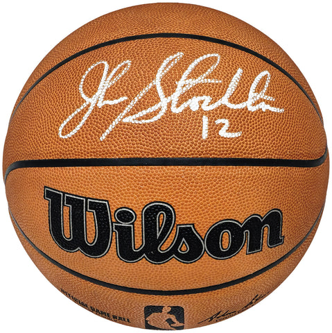 JOHN STOCKTON AUTOGRAPHED GAME BALL LEATHER BASKETBALL JAZZ BECKETT 224368