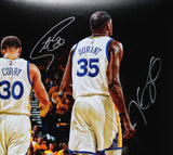 Warriors Stephen Curry, Kevin Durant & Klay Thompson Signed 16x20 Photo BAS