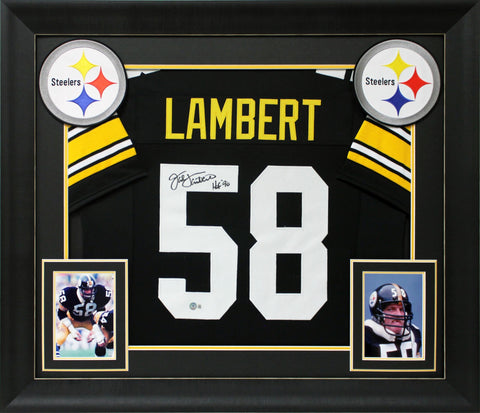Jack Lambert "HOF 90" Authentic Signed Black Pro Style Framed Jersey BAS Witness