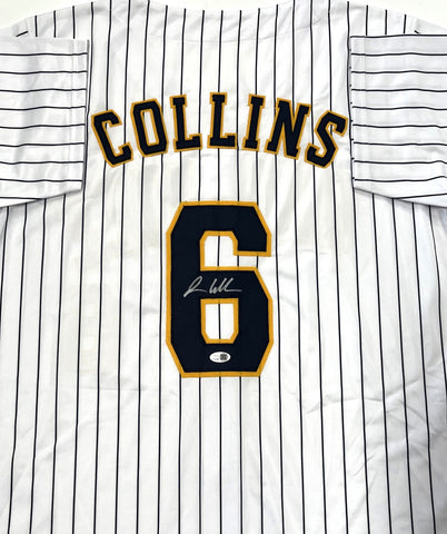 ISAAC COLLINS Brewers Outfielder Signed Custom Replica Pinstripe Jersey AUTO JSA