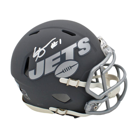 Ahmad "Sauce" Gardner Signed New York Jets Slate Mini Football Helmet - Beckett
