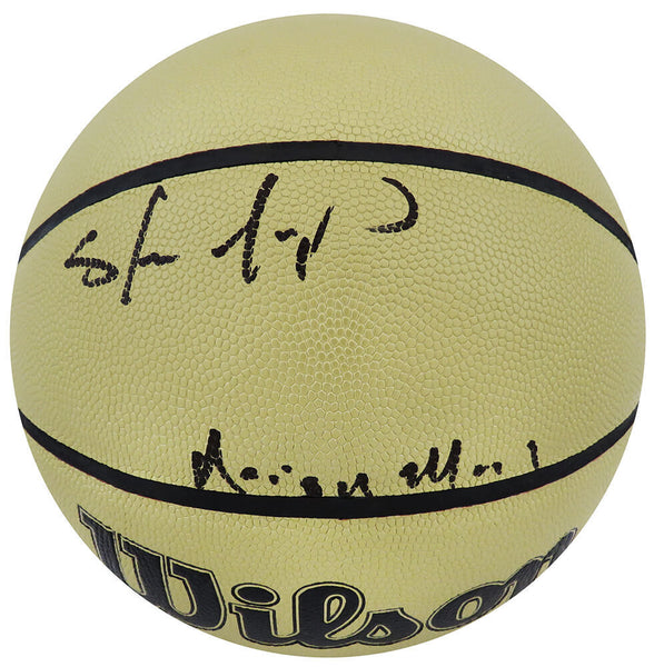 Shawn Kemp Signed Wilson Gold NBA Basketball w/Reign Man - (SCHWARTZ COA)
