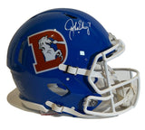 John Elway Autographed Denver Broncos Throwback "D" Pro Speed Helmet BAS COA