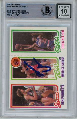 Maurice Cheeks Autographed 1980 Topps #171 Grade 10 Trading Card Beckett 43943