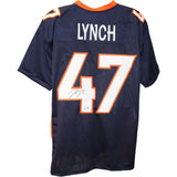John Lynch Autographed/Signed Pro Style Blue XL Jersey Beckett Witness 51437