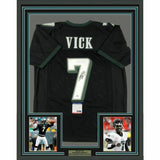 FRAMED Autographed/Signed MICHAEL VICK 33x42 Philadelphia Black Jersey PSA COA