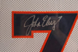 John Elway Autographed White Custom Denver Broncos Jersey Lighted Framed BAS COA