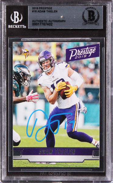 Vikings Adam Thielen Authentic Signed 2019 Prestige #18 Card BAS Slabbed