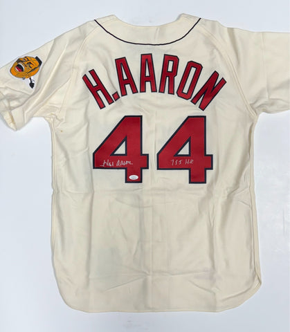 HANK AARON Signed Official Mitchell & Ness Jersey w/ "755 HR" AUTO - JSA
