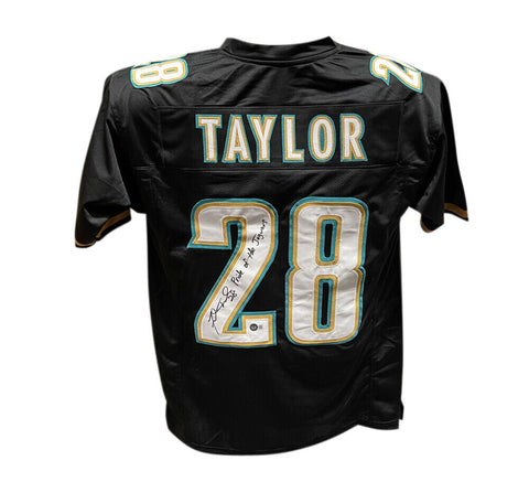 Fred Taylor Autographed/Signed Pro Style Jersey Black Insc. Beckett 40943