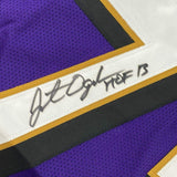 Framed Autographed/Signed Jonathan Ogden 33x42 HOF 13 Baltimore Purple Jersey