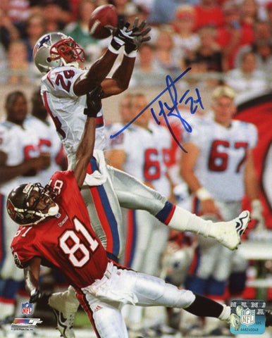 Ty Law New England Patriots Signed 8x10 Photo vs Buccaneers Patriots Alumni COA