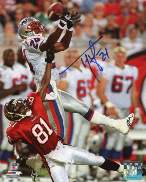 Ty Law New England Patriots Signed 8x10 Photo vs Buccaneers Patriots Alumni COA