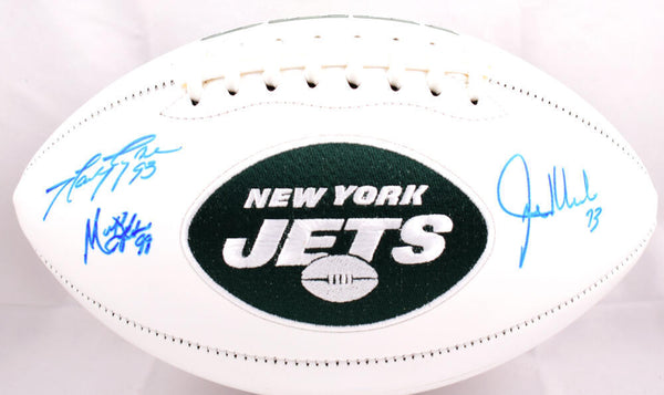 Sack Exchange Autographed New York Jets Logo Football - JSA W *Blue *Back