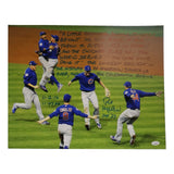 Pat Hughes Signed 16x20 Photo Cubs 2016 WS Win with Extensive Inscription (JSA)