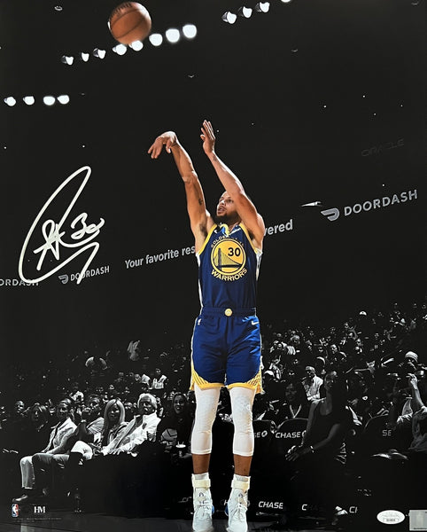 Stephen Curry Golden State Warriors Signed 3-Point Shot Spotlight 16x20 JSA LOA