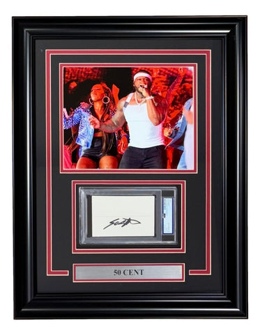 50 Cent Signed Framed Cut Signature w/ 8x10 Photo PSA