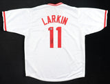 Barry Larkin Signed Cincinnati Reds City Connect Custom White Jersey (Beckett)