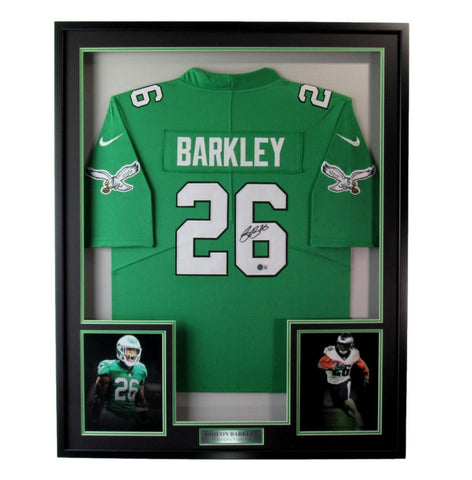 Saquon Barkley Signed Football Jersey Philadelphia Eagles Framed Beckett 191738