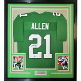 Framed Autographed/Signed Eric Allen 35x39 Kelly Green Football Jersey BAS COA