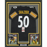 FRAMED Autographed/Signed RYAN SHAZIER 33x42 Pittsburgh Black Jersey JSA COA