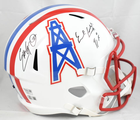 Eddie George Earl Campbell Autographed Oilers F/S Speed Helmet- Fanatics Beckett
