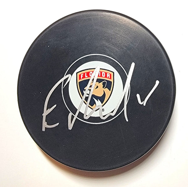 Evan Rodrigues Autographed Florida Panthers Logo Hockey Puck Beckett