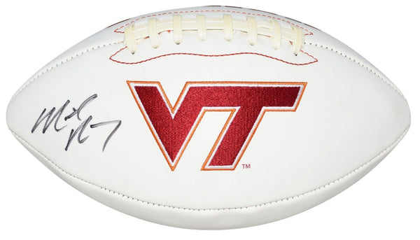 MICHAEL VICK AUTOGRAPHED VIRGINIA TECH HOKIES WHITE LOGO FOOTBALL COA