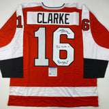 Signed LCB Line Reggie Leach Bobby Clarke Bill Barber Jersey PSA COA