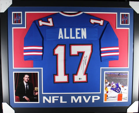 JOSH ALLEN (Bills blue SKYLINE NFL MVP) Signed Autographed Framed Jersey Beckett