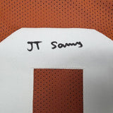 Framed Autographed Ja'Tavion Sanders 35x39 Texas Orange College Jersey BAS COA