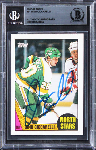 North Stars Dino Ciccarelli Authentic Signed 1987 Topps #81 Card BAS Slabbed