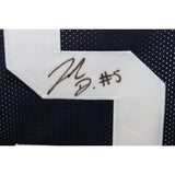 Jahan Dotson Autographed/Signed College Style Navy Jersey Beckett 43333