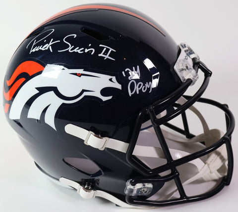 Patrick Surtain II Autographed/24 DPOY Navy Replica Broncos Helmet Beckett COA