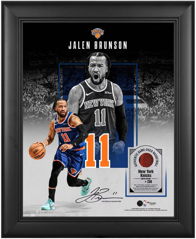 Jalen Brunson Framed 11x14 Knicks Collage w/ Game-Used Basketball Piece LE/250