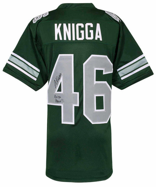 Noah Knigga Signed Green Custom College Football Jersey w/Knigga Please (SS COA)