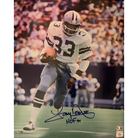 Tony Dorsett Autographed Dallas Cowboys 16x20 HOF Photo Beckett Witness 49331